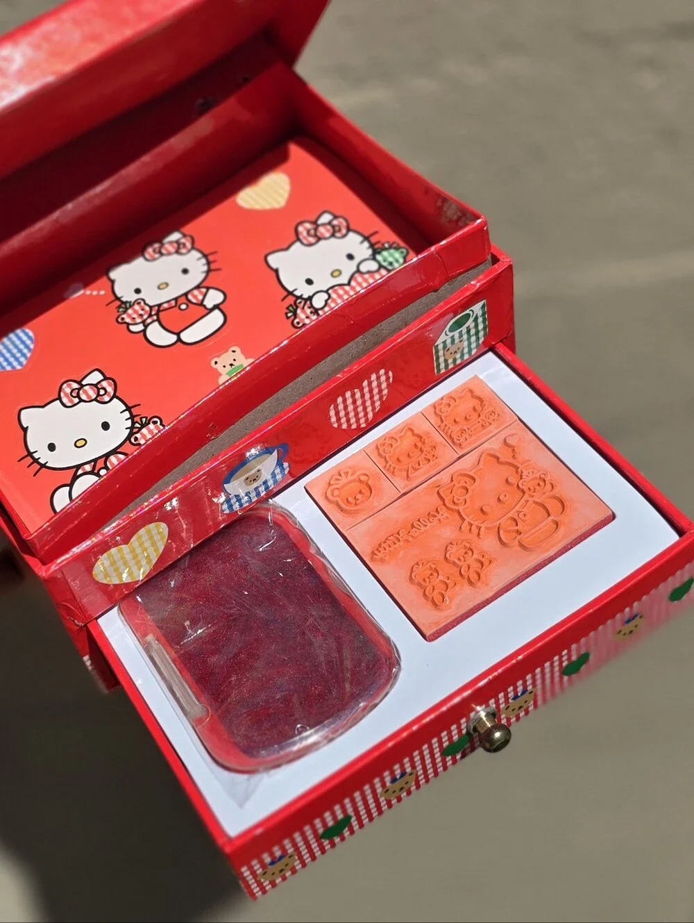1990's NEW vintage SANRIO Hello Kitty double-tiered stamps, stickers, paper
